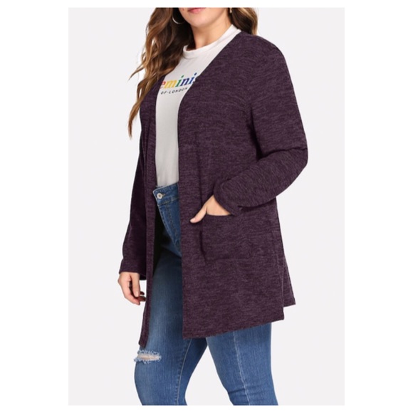 ➕ Purple Long Sleeve Cardigan - Picture 2 of 5